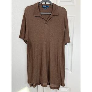 Polo Ralph Lauren Brown Cotton Knit Polo Shirt XL Relaxed Fit